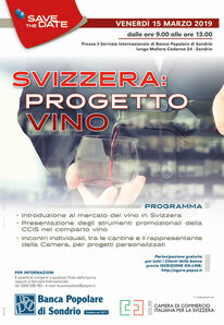 Locandina della manifestazione "Svizzera: progetto vino"